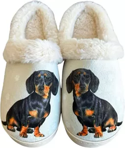 E&S Pets Black Dachshund Snugg Slippers for Pet Lovers - Fuzzy Memory Foam, S/M - Picture 1 of 4