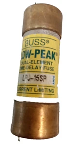 FUSE/15A /600V/300V/ BUSS LPJ-15SP/ LOW-PEAK/DUAL-ELEMENT/ TIME-DELAY/USE(S5L14 - Picture 1 of 7