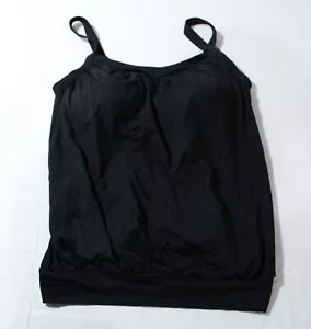 Lands' End Women's Chlorine Resistant Blouson Tankini Swimsuit Top Black Size 10 - Picture 1 of 3