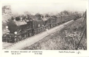 Railway Postcard SR E1 160 A511 Cheriton 1924 4-4-0 Loco Pamlin M838 - Picture 1 of 1