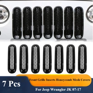 7Pcs Front Mesh Inserts Clip-in Grille Cover Guard For Jeep Wrangler JK 2007-17 - Picture 1 of 10