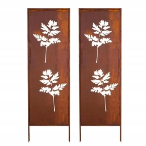 SICHTSCHUTZ 2x - ROST GARTEN DEKO 160x50 CM METALL BLUMEN ROSTOPTIK EDELROST - Bild 1 von 9