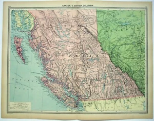 Columbia Británica - Mapa original c1906 por G Philip & Son. Canadá antiguo - Imagen 1 de 3