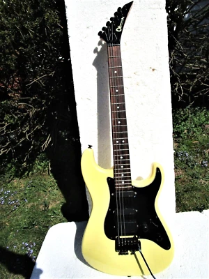 CHARVEL GUITAR,  LATE 1980'S, JAPAN, EMG PU'S, KAHLER TREMOLO, YELLOW METALLIC - Image 1 of 4