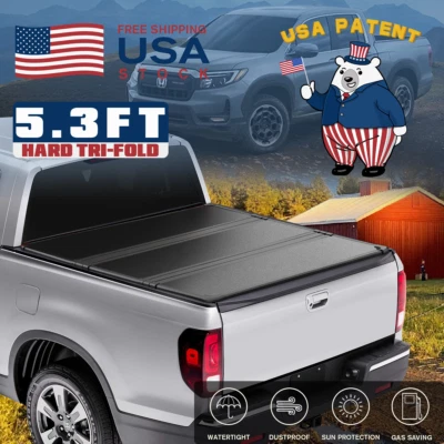 5FT/64" FRP Hard Tri-Fold for 2017-2025 Honda Ridgeline Tonneau Cover Truck Bed - Image 1 of 4