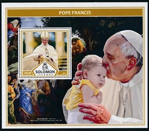 2017 SOLOMON ISLANDS POPE FRANCIS MINI SHEET ($40) FINE MINT MNH - Picture 1 of 1