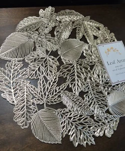 4 LEAF ARRAY VINYL EASY CARE THANKSGIVING Metallic Placemats LEAVES Gold Leaf - Picture 1 of 7