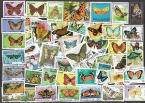 SCHMETTERLINGE UND MOTTEN AUF BRIEFMARKEN 200 ALLE VERSCHIEDENE SAMMLUNG NATUR 26.4.25 - Bild 1 von 1
