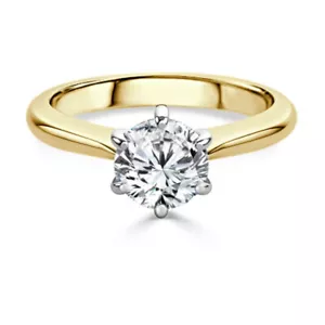 0.50 Ct Round Real Diamond Wedding Proposal Ring 18K Solid Yellow Gold Size 5 6 - Picture 1 of 7