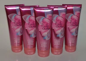LOT OF 5 BATH & BODY WORKS PINK CHIFFON ULTRA SHEA CREAM HAND LOTION 8 OZ LARGE - Picture 1 of 6