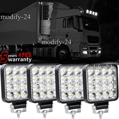 Cuadrado 4 PIEZAS 4" pulgadas LED Barra de Luz de Trabajo Lámpara de Conducción Apto Peterbilt Mack Semirremolque Foto 1 de 4