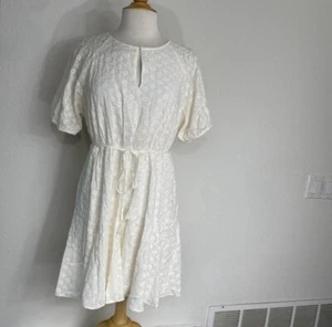 NWT New Madewell Women's Cream Embroidered Eyelet Mini Dress Size 10 Cottagecore - Picture 1 of 14