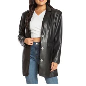 Juicy Couture Oversize Faux Leather Trench Coat For Womens Black Size Small NWT - Picture 1 of 8