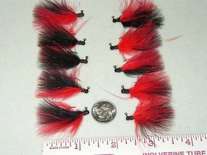 HAND TIED MARABOU MICRO JIGS TROUT 1/100 oz. BLACK & RED - Picture 1 of 1
