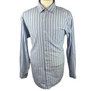 J CREW 100's Camisa Hombre 2 Capas Azul Blanco Rayas Abotonadas Talla Grande 16-16 1/2 - Imagen 1 de 9