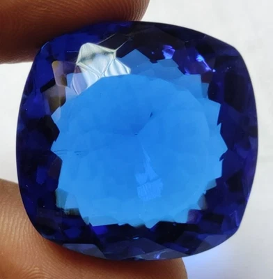 A+++ Large Blue Tanzanite Cushion Cut 100 Ct. Loose Gemstone Gift for Women/Her - Image 1 of 4