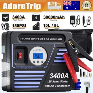 AdoreTrip 3400A Car Jump Starter Booster Power Bank Charger With Air Compressor - Picture 1 of 12