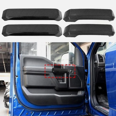 4Pcs Door Handle Cover Trim For 2015-2020 Ford F150 Carbon Fiber Interior Inner - Image 1 of 4