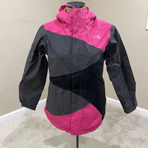 The North Face Girls Pink Gray Hooded Dryvent Windbreaker Jacket XL 18 NF0A2TMB - Picture 1 of 11