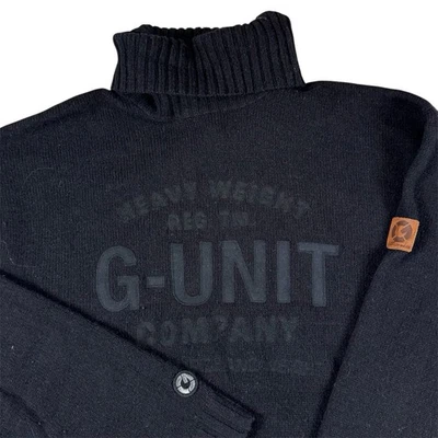 Vintage Y2k G-Unit 50 Cent Lamb Wool Turtle Neck Sweater Pullover Mens XL Black - Image 1 of 4