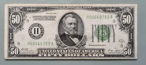 1928 A Fifty Dollar Federal Reserve Note $50 " REDEEMABLE IN GOLD " #96336 - Picture 1 of 2