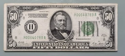 1928 A Fifty Dollar Federal Reserve Note $50 " REDEEMABLE IN GOLD " #96336 - Image 1 of 2