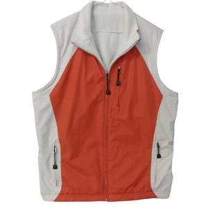 IZOD PerformX Men's Reversible Vest Orange Cream Fleece & Nylon Large - Picture 1 of 5