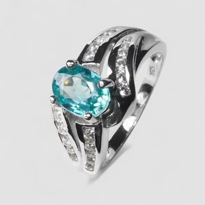 1.55Ct Exquisite Blue Zircon 925 Sterling Silver Handmade Fine Jewelry Rings - Picture 1 of 9