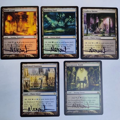 MTG Original Ravnica Block Shock Lands Set - Signed by Artist Rob Alexander - Image 1 of 4