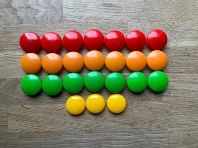 24 multicoloured fridge magnetic buttons for fridge or display board - Image 1 of 4