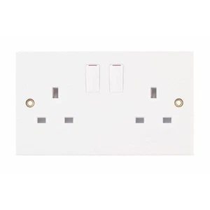Selectric Square LG9096 13A 250VAC socket outlet 2 gang DP switched socket white - Picture 1 of 1