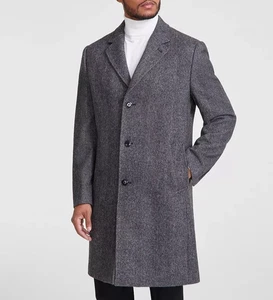 Michael Kors Men's Classic-Fit Wool Blend Herringbone Overcoat 42S E091371 - Picture 1 of 10