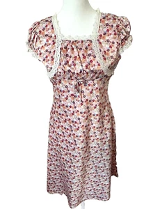 Vintage Talbots Kids Size 18 Pink Floral Print Puff Sleeve Dress Barbie Core - Picture 1 of 8