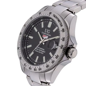 Reloj Ulysse Girard Marlin Pro Diver con fecha taquímetro esfera negra eslabón plateado NUEVO - Imagen 1 de 11