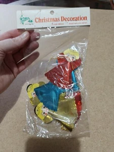 Confezione Albero Angeli Vintage Retrò Decorazioni Natalizie Foil Cartone x 6 Rosso Anni 80 - Foto 1 di 6