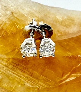 .60 tcw Natural Diamond Stud Earrings 14k White Gold Screw Backs w/Card Appraisa - Picture 1 of 7
