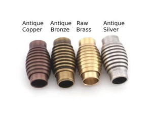 Magnetic clasp leather cord connector parts 12x7mm 15/32"x9/32" Raw brass 1179 - Picture 1 of 3