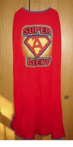 ADULT RED SUPER AGENT "A" CAPE SUPER MAN SUPERHERO COSTUME CAPE 50" Adult L - Picture 1 of 3
