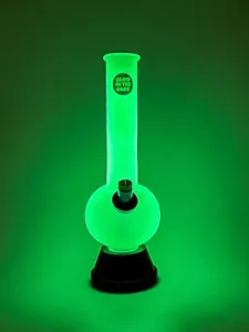 26cm Glow in Dark Glass Smoking Pipe with Water + Pourer, Cone Piece & Stem - Picture 1 of 4