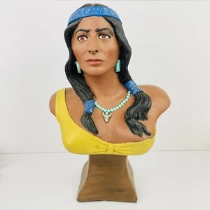 Vintage Native American Female Indian Bust Chalkware Sculpture Art White Studio - Picture 1 of 21