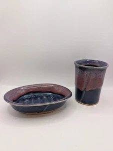 Bay Pottery Handmade Soap Dish And Cup Set - Picture 1 of 11