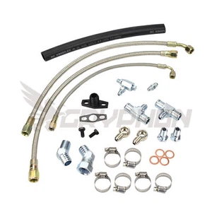 Turbo Oil Water Line Kit for Toyota 2RZ-FE 3RZ-FE Garrett GTX3076R GTX3582R - Picture 1 of 4