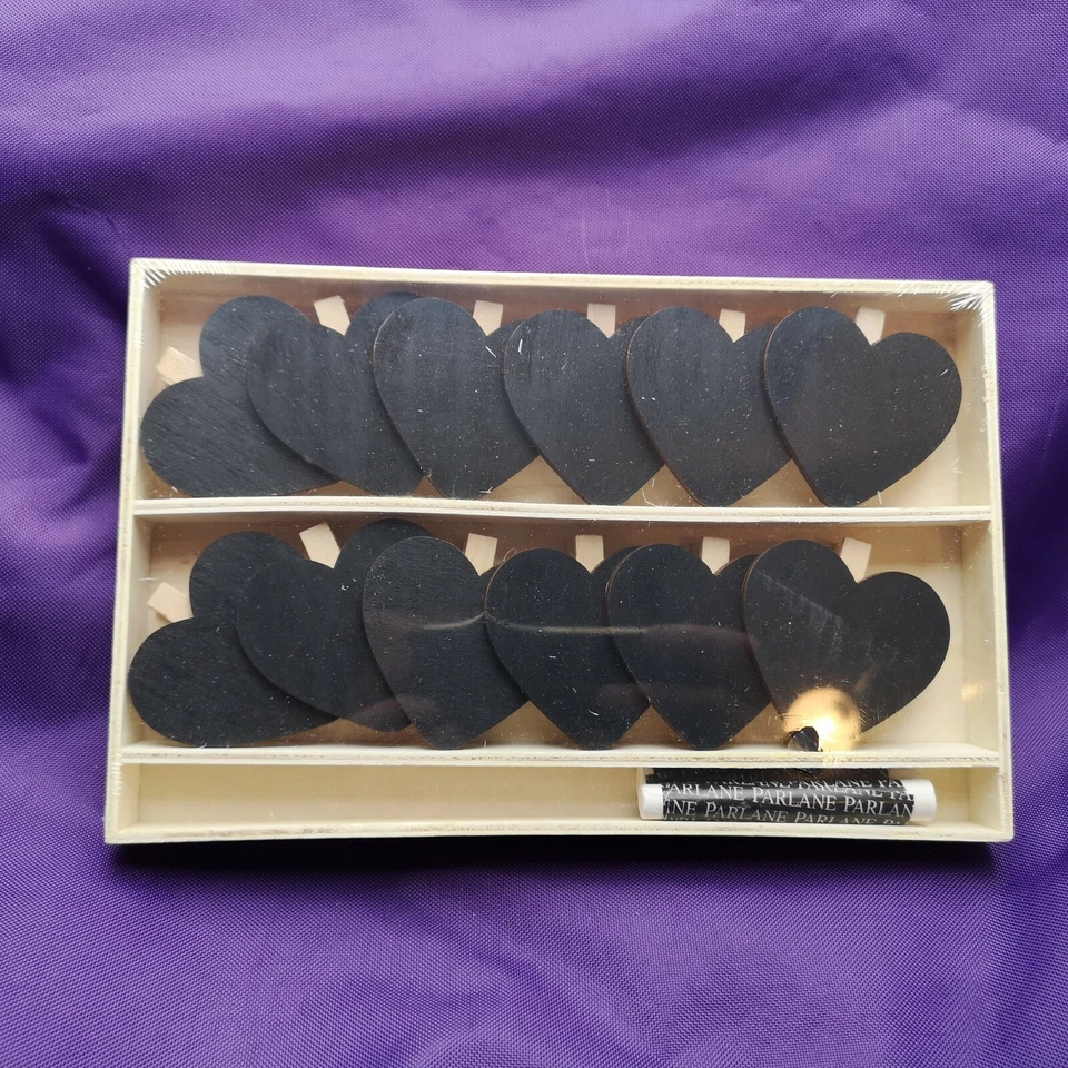 12 Small Clip-on Heart Chalk Boards - Stocking Filler - Ideal Christmas Gift - Image 1 of 4