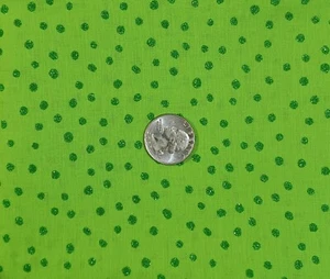 Lime Green w/ Glitter Dots Cotton Fabric Quilting Apparel Fashion 18" x 43" - Picture 1 of 1