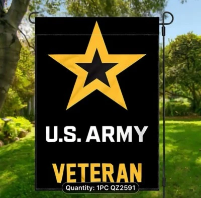 U.S. Army Veteran Garden Flag 12x18 Double Sided Durable Burlap/New - Image 1 of 2