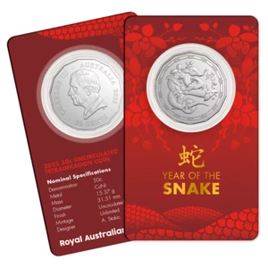2025 Royal Australian Mint Tetra-Decagon 50c Coin - Year of the Snake - Bild 1 von 3