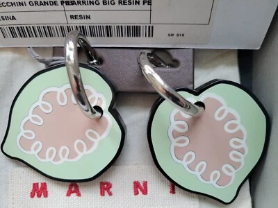 MARNI Designer earrings - Black & Green Statement Leaf - Image 1 of 3