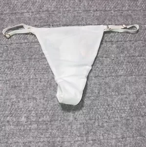 Victoria’s Secret Satin String Thong Gold Ring White Second Skin Sissy Panties S - Picture 1 of 8