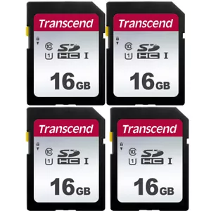 4 Pack Transcend 16GB Class 10 SDHC Memory Card for Canon, Nikon, Fuji Cameras  - Picture 1 of 3