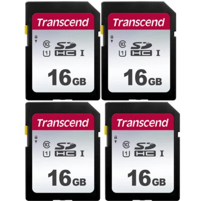 4 Pack Transcend 16GB Class 10 SDHC Memory Card for Canon, Nikon, Fuji Cameras  - Image 1 of 3